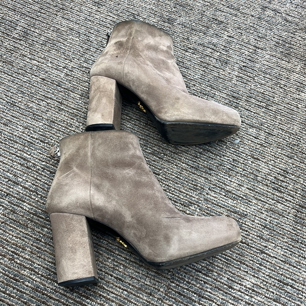 Prada Taupe Suede Ankle Boots - Picture 3 of 6